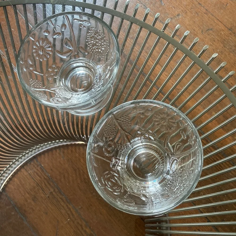 Iittala Oiva Toukka vintage footed glass pedestal bowls set of two